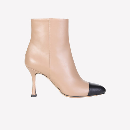 CELESTE NUDE ANKLE BOOT WITH BLACK TOE - Women&#39;s Shoes: Elegant Footwear | Official Site