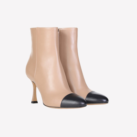 CELESTE NUDE ANKLE BOOT WITH BLACK TOE - Women&#39;s Shoes: Elegant Footwear | Official Site