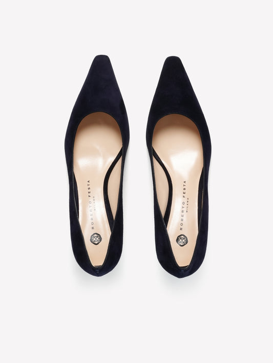BLU NAVY SUEDE DECOLLETE’ CERERE - Navy blue | Roberto Festa