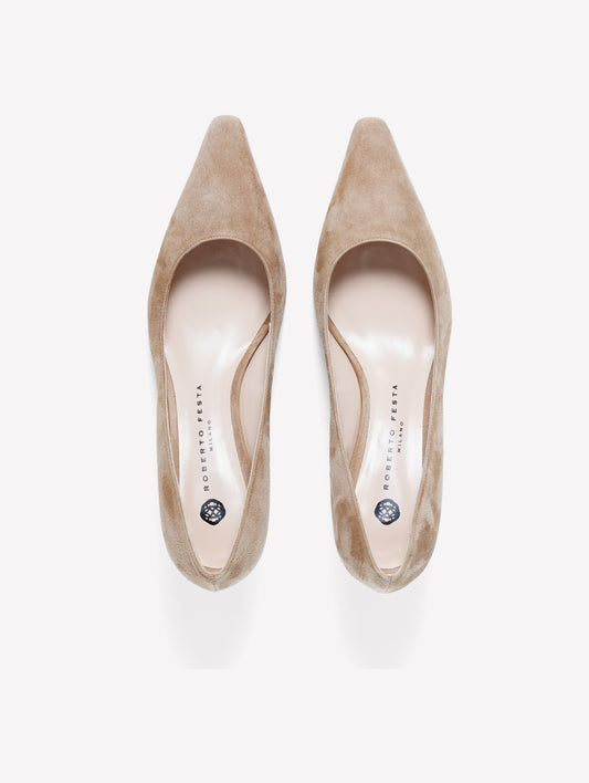 DECOLLETE' IN CAMOSCIO TAUPE CERERE - Taupe | Roberto Festa