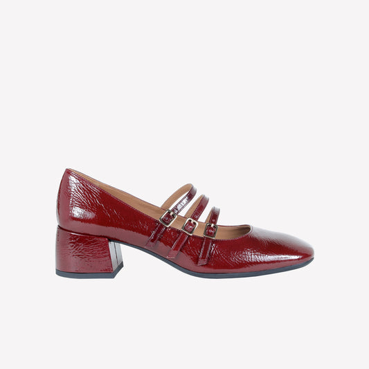 BORDEAUX PATENT LEATHER MARY JANE PUMPS WITH STRAPS CIRCE - Rosso | Roberto Festa