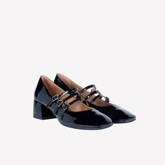 BLACK PATENT LEATHER MARY JANE PUMPS WITH STRAPS CIRCE - Pumps | Roberto Festa