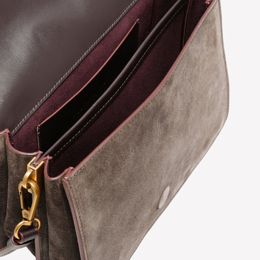 SHOULDER BAG IN SUEDE DARK BROWN CLIZIA - Marrone | Roberto Festa