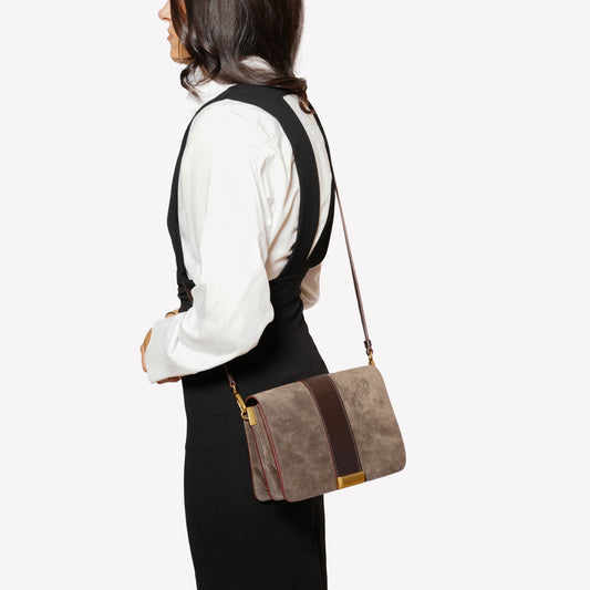 SHOULDER BAG IN SUEDE DARK BROWN CLIZIA - Marrone | Roberto Festa