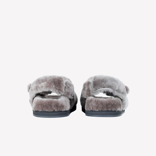 SHEEPSKIN SANDAL WITH PEARL ACCESSORY COLLIN - Grigio | Roberto Festa