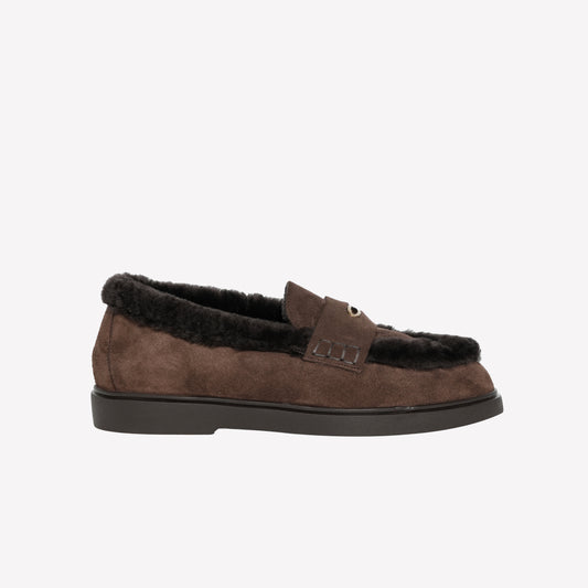 MAHOGANY-COLOURED SUEDE LOAFER DANESA - Loafers | Roberto Festa