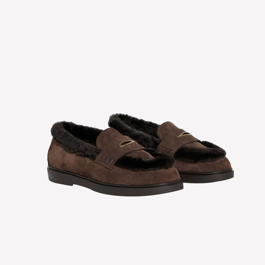 MAHOGANY-COLOURED SUEDE LOAFER DANESA - Loafers | Roberto Festa
