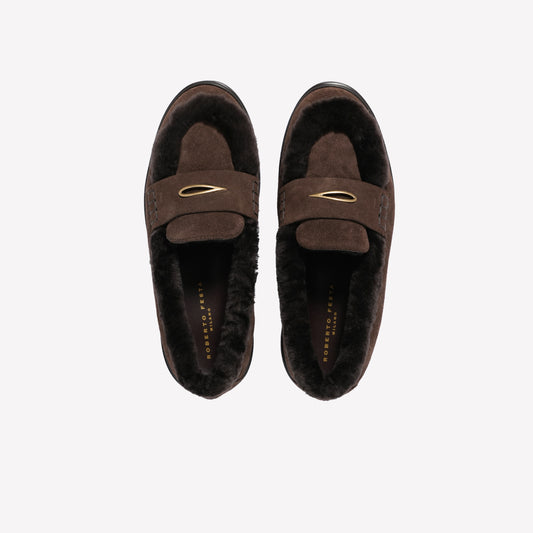 MAHOGANY-COLOURED SUEDE LOAFER DANESA - Marrone | Roberto Festa
