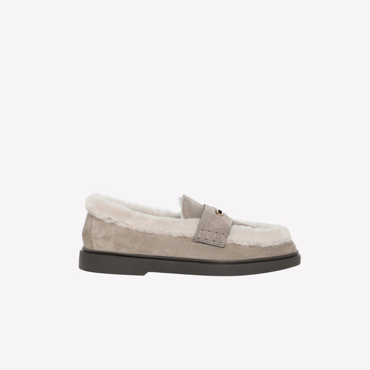 TAUPE SUEDE LOAFER DANESA - Women&#39;s Shoes: Elegant Footwear | Official Site