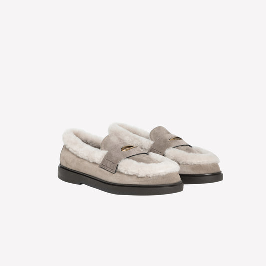 TAUPE SUEDE LOAFER DANESA - Women&#39;s Shoes: Elegant Footwear | Official Site