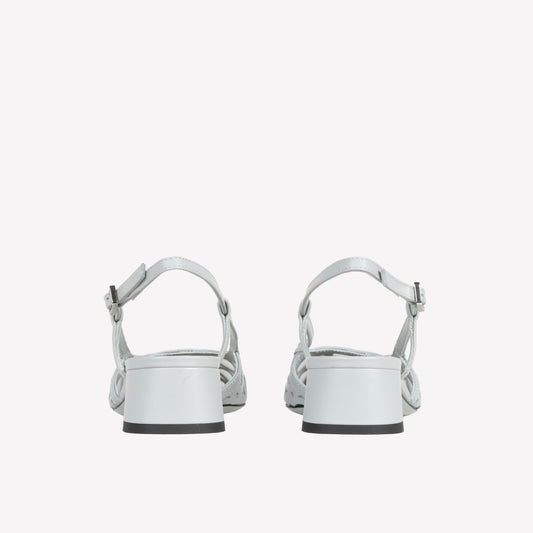 ICE WHITE LEATHER SLINGBACK WITH CUT OUT PROCESSING DILLY
 - Bianco | Roberto Festa