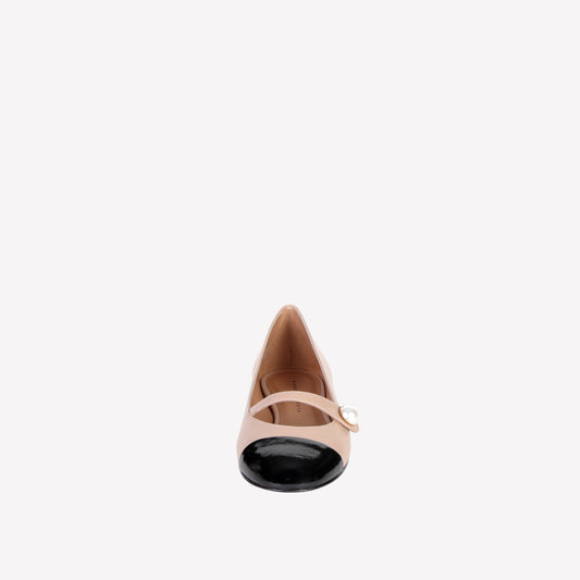 DIVY NUDE MARY JANE FLAT WITH PATENT TOE - Nude | Roberto Festa