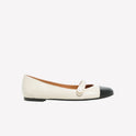 BALLERINA FLAT CON CINTURINO E BOTTONE IN NAPPA BIANCA DIVY