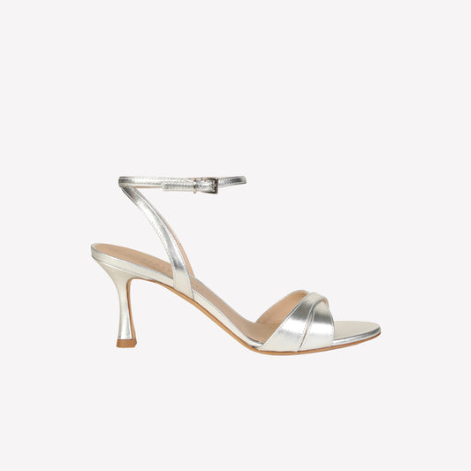 SANDAL WITH ANKLE STRAP IN SILVER LUXOR LEATHER DONNA  - Argento | Roberto Festa