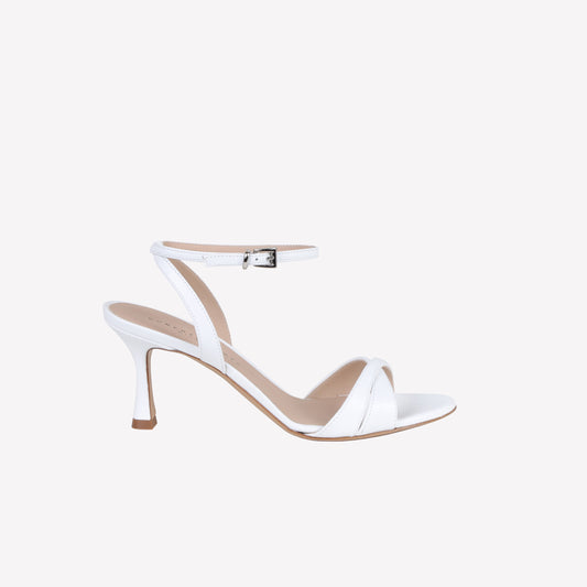 SANDAL WITH ANKLE STRAP IN WHITE SOFTY LEATHER DONNA  - Bridal Shoes | Roberto Festa