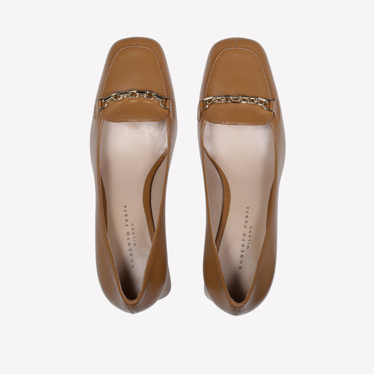PUMPS WITH SQUARE TOE AND CLAMP DUVAL - Nude | Roberto Festa