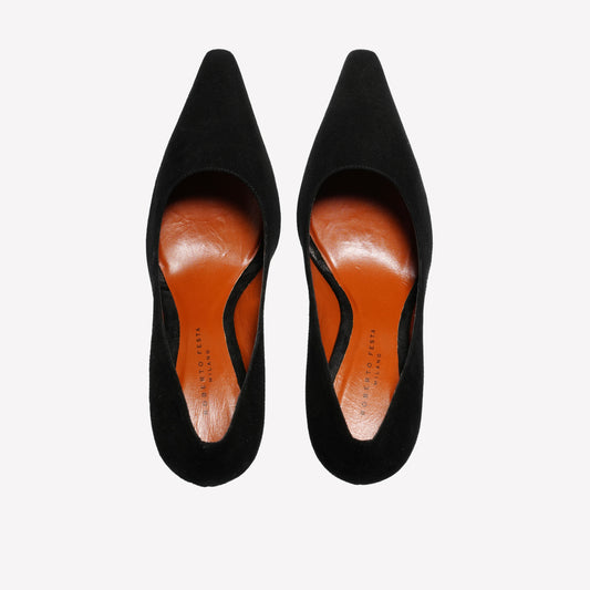 PUMP IN BLACK SUEDE WITH HIGH HEEL ELAIS - Nero | Roberto Festa