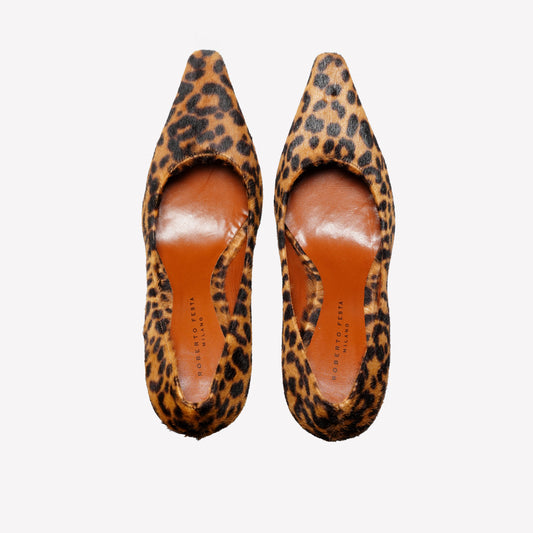 JAGUAR PRINT PONY SKIN PUMP WITH HIGH HEEL ELAIS - Leopardato | Roberto Festa