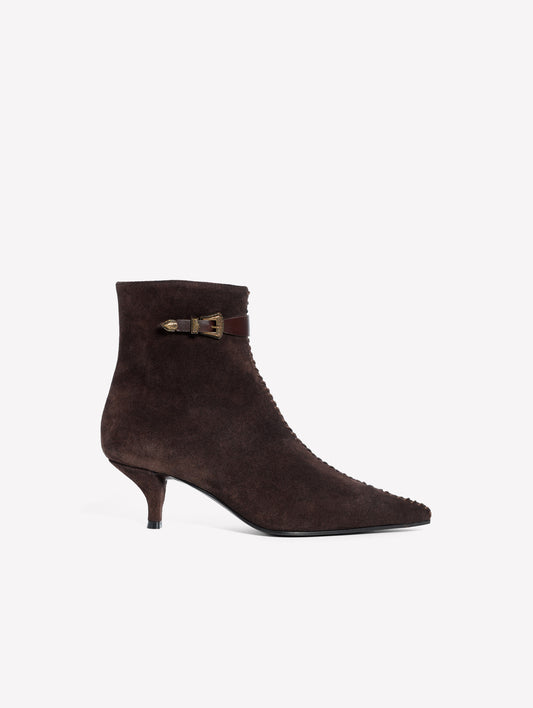 DARK SUEDE ANKLE BOOTS WITH ANKLE STRAP ELA - New Arrivals | Roberto Festa