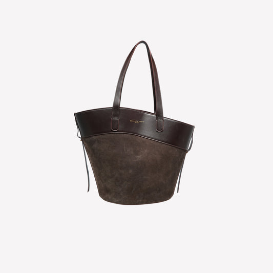 BUCKET BAG IN SUEDE COLOR DARK BROWN ELISEA  - Bags | Roberto Festa