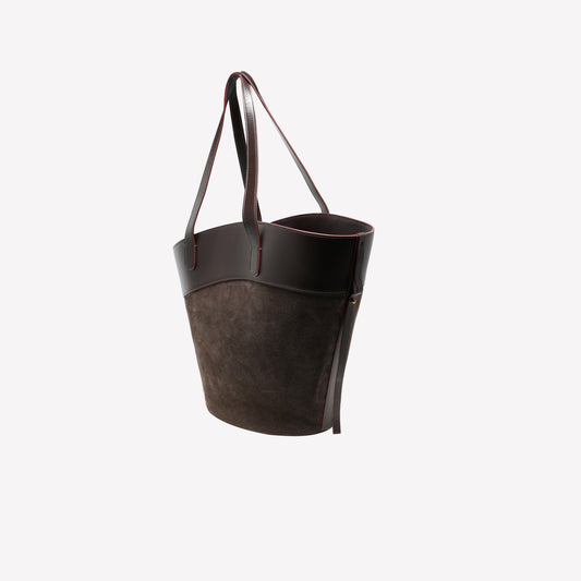 BUCKET BAG IN SUEDE COLOR DARK BROWN ELISEA  - Bags | Roberto Festa