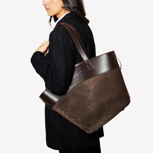 BUCKET BAG IN SUEDE COLOR DARK BROWN ELISEA  - Marrone | Roberto Festa