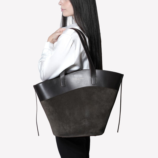 BUCKET BAG IN SUEDE COLOR DARK BROWN ELISEA  - Marrone | Roberto Festa