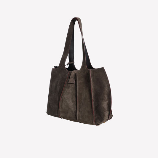 SUEDE LEATHER SHOPPING BAG TESTA DI MORO ELOISE - Bags | Roberto Festa