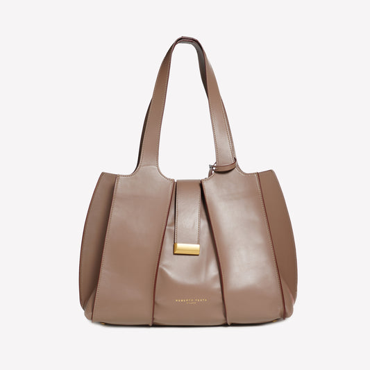 SHOPPING BAG IN CALF COLOR MUD ELOISE - Bags | Roberto Festa