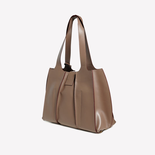 SHOPPING BAG IN CALF COLOR MUD ELOISE - Bags | Roberto Festa