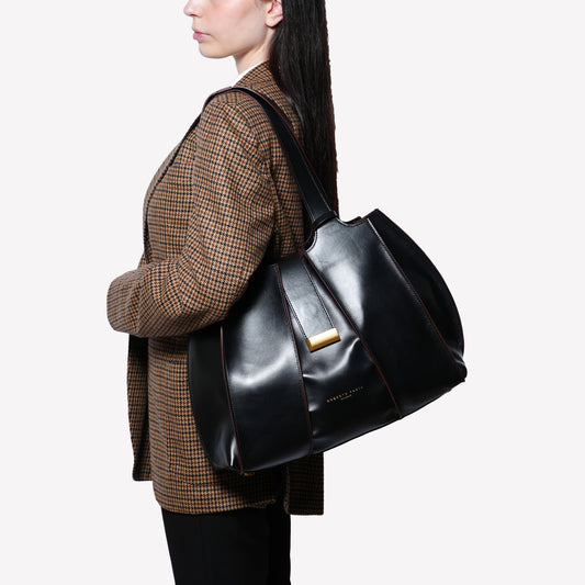 SHOPPING BAG IN BLACK CALF ELOISE   - Nero | Roberto Festa