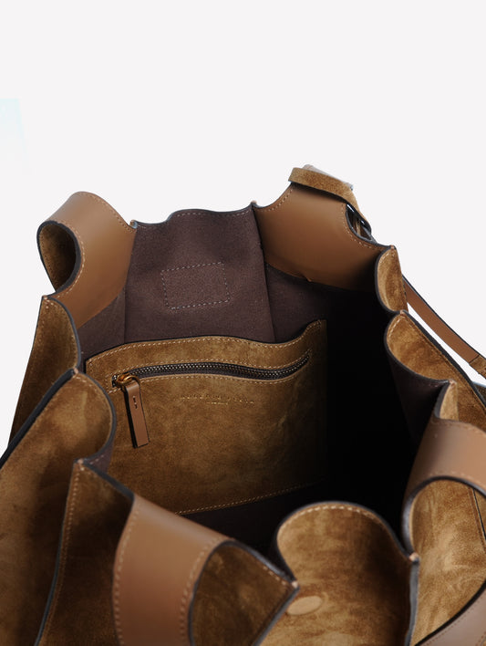 BORSA A SPALLA IN PELLE MARRONE OLIVA ELOISE - Marrone | Roberto Festa