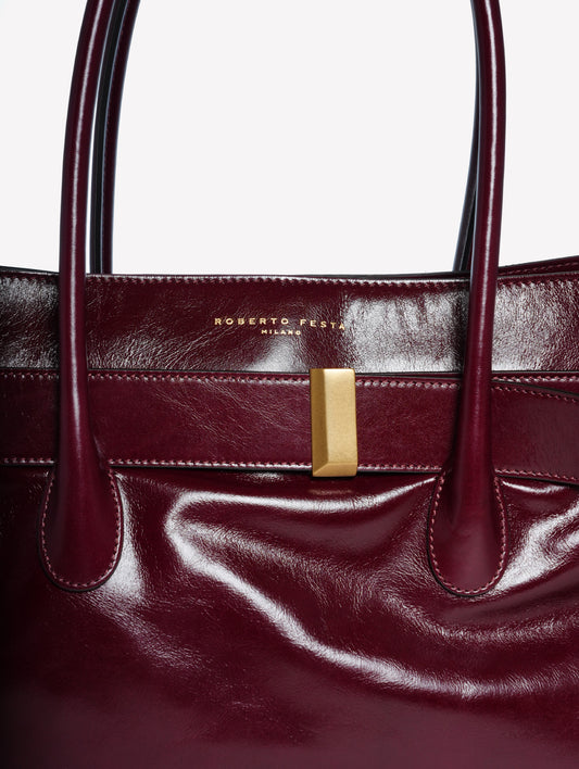 BORSA A SPALLA IN PELLE BORDEAUX EMERALDA - Bordeaux | Roberto Festa