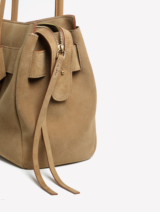 BORSA A SPALLA IN CROSTA BEIGE CON ACCESSORI ORO EMERALDA - Beige | Roberto Festa