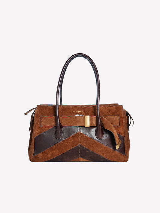 BORSA A SPALLA TRICOLORE CON LAVORAZIONE PATCHWORK ESMERIA - Borse | Roberto Festa