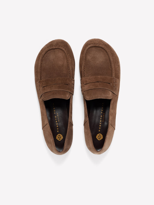 OAK-COLORED SUEDE LOAFERS EUDORA - Brown | Roberto Festa