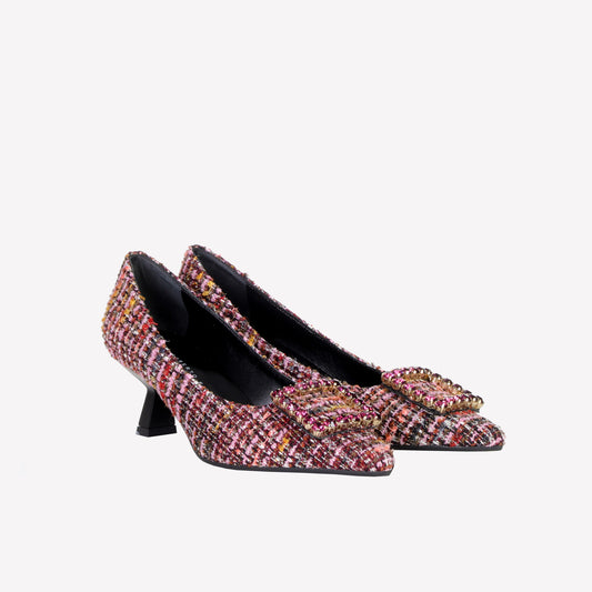 EVILLY EMBELLISHED PUMP IN BOUCLÉ MULTICOLOR - Mix & Match | Roberto Festa