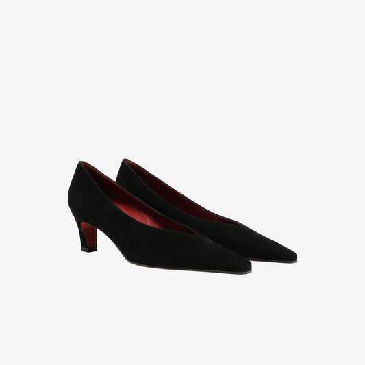 DECOLLETE' IN CAMOSCIO NERO CON TACCO MEDIO FALIRA - Pumps | Roberto Festa