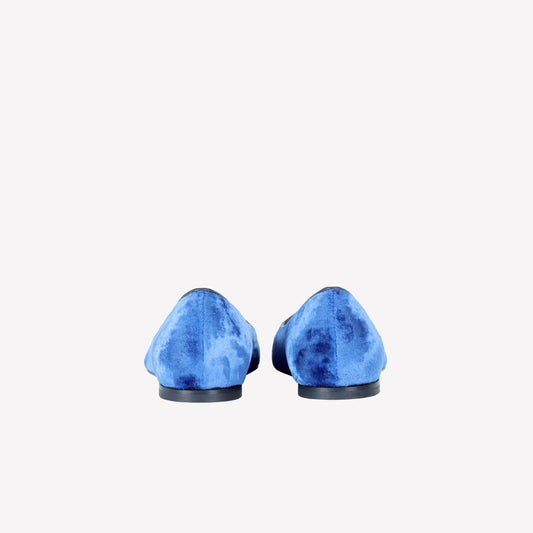 CHINA BLUE VELVET BALLERINA WITH RF EMBROIDERY FELIX - Blu | Roberto Festa