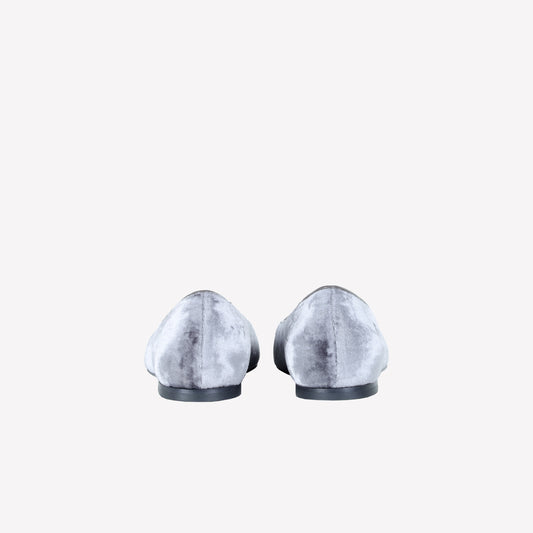 GRAY VELVET BALLERINA WITH RF EMBROIDERY FELIX - Grigio | Roberto Festa