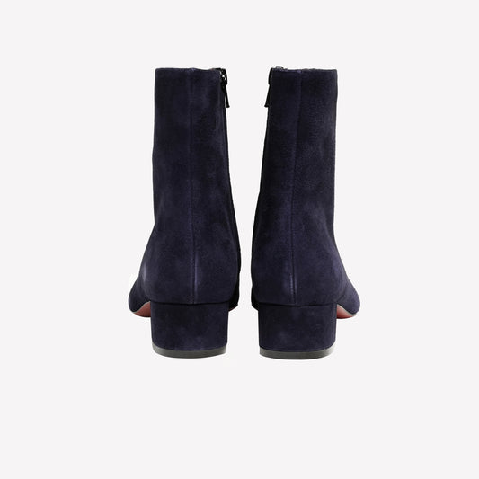 OCEAN BLUE SUEDE BOOT WITH FRINGED TOE AND LOW HEEL FIORENE - Blu | Roberto Festa