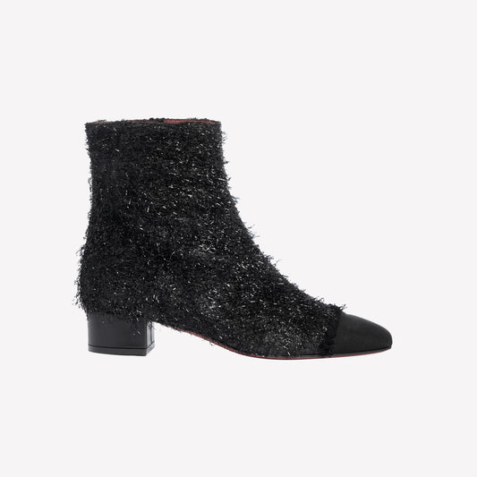 STIVALETTO IN LUREX NERO CON PUNTINA SFRANGIATA FIORENE - Nero | Roberto Festa