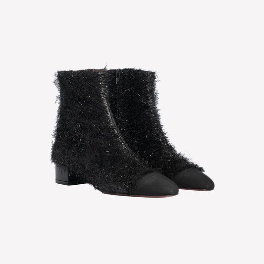 STIVALETTO IN LUREX NERO CON PUNTINA SFRANGIATA FIORENE - Nero | Roberto Festa