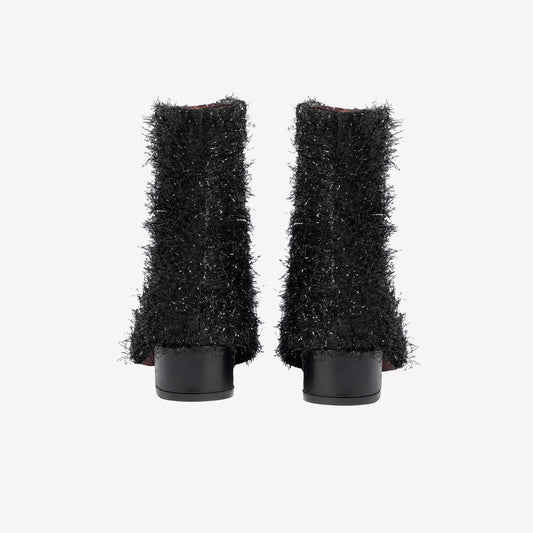 STIVALETTO IN LUREX NERO CON PUNTINA SFRANGIATA FIORENE - Nero | Roberto Festa