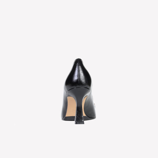 FLOR HORSEBIT-DETAILED BLACK LEATHER PUMP - Black | Roberto Festa