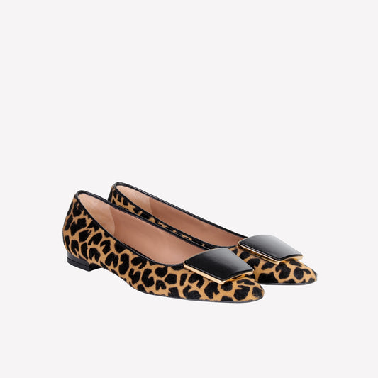 FORTUNA ANIMALIER FLAT WITH BLACK NAPPA COATED BUCKLE - Women&#39;s Shoes: Elegant Footwear | Official Site