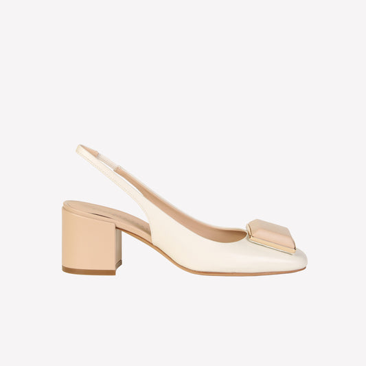 SLINGBACK IN SOFTY BEIGE WITH COVERED ACCESSORY IN SOFTY BEIGE GABY - Shoes | Roberto Festa