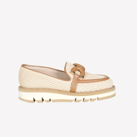 mocassino in apataki beige e softy camel con accessorio in tinta ginevra - Beige | Roberto Festa