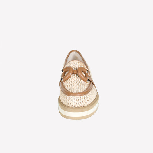 mocassino in apataki beige e softy camel con accessorio in tinta ginevra - Beige | Roberto Festa