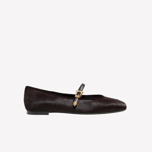 DARK BROWN PONY SKIN BALLERINA GRISEL - Ballerina | Roberto Festa